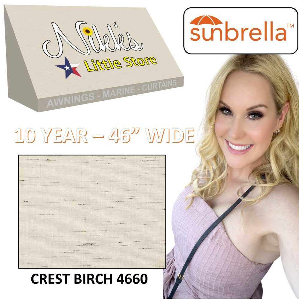 SUNBRELLA‎ SHADE CANVAS FABRIC AWNING MARINE CREST BIRCH 4660 WATERPROOF 46"